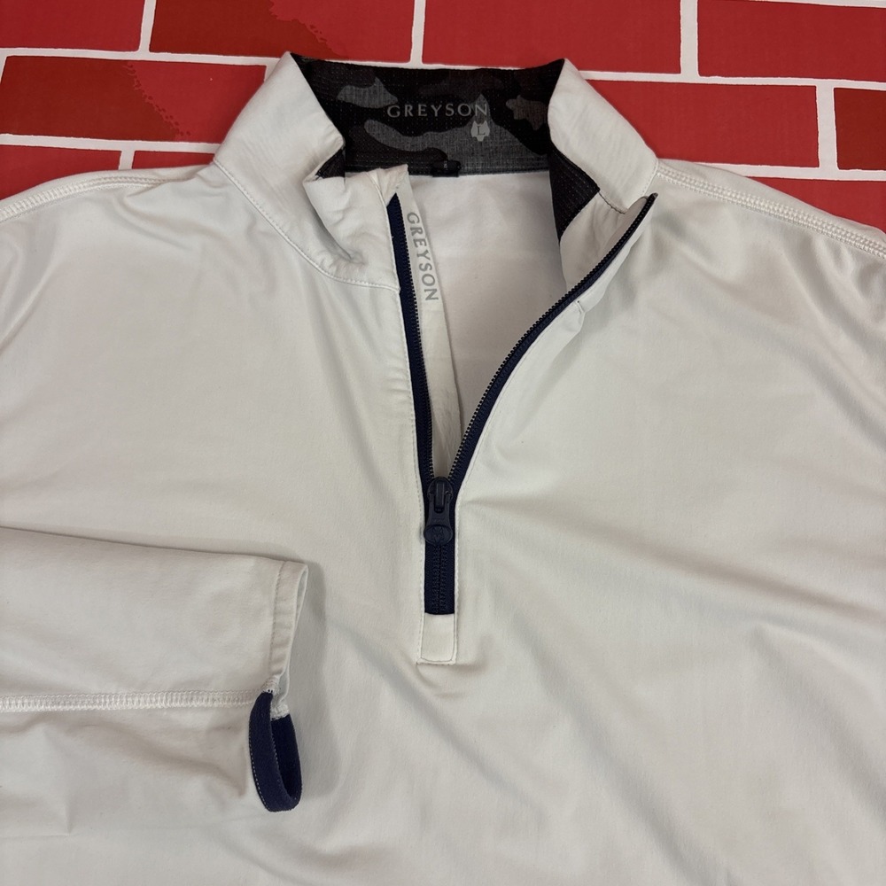 Greyson 1/4 Zip Pullover Sweater Mens L White Stretch Golf Performance